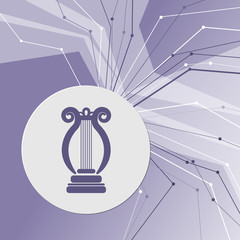 harp icon on purple abstract modern background. The lines in all directions. With room for your advertising.