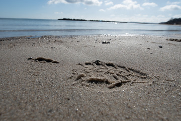 Spuren im Sand (Schuhabdruck)