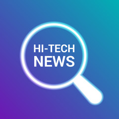 News Concept: Magnifying Optical Glass With Words Hi-tech News