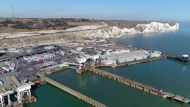 Aerial footage of Port of Dover is cross-channel port situated in Dover Kent south-east England it is the nearest English port to France and is one of the worlds busiest passenger ports 4k quality