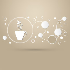green tea icon on a brown background with elegant style and modern design infographic.