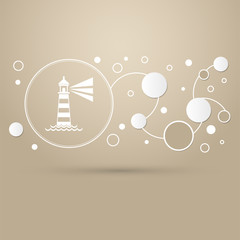Lighthouse icon on a brown background with elegant style and modern design infographic.