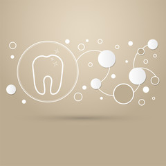 Tooth Icon on a brown background with elegant style and modern design infographic.