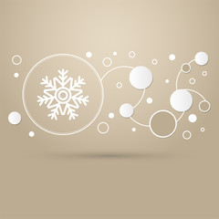 Snowflake icon on a brown background with elegant style and modern design infographic.
