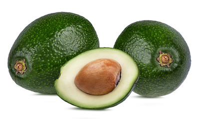 Fresh avocado isolated on white background with clipping path