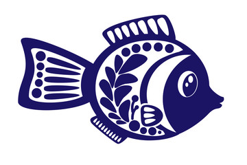 Illustration of isolated cartoon fish on white background.