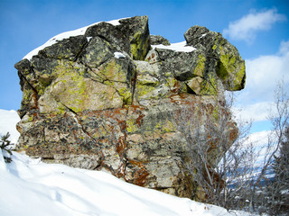 Massive Rock on ski slope