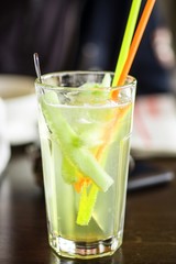 Cucumber lemonade in glass.