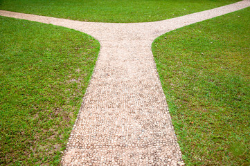 Crossroads, right or left two different direction, concept of choose the correct way.