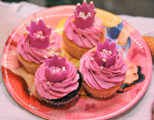 A colorful cake with a number one for the holiday. Close-up
