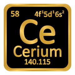 Periodic table element cerium icon.