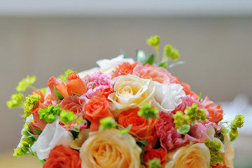 Bouquet of a bride. Beautiful colorful wedding bouquet.