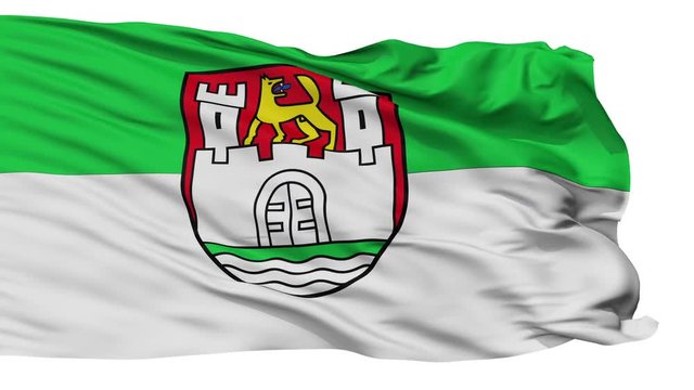 Wolfsburg flag, city of Germany, realistic animation isolated on white seamless loop - 10 seconds long (alpha channel is included)