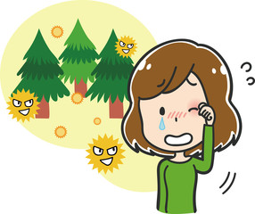 花粉に苦しむ女性のイラスト
