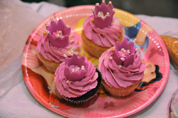 A colorful cake with a number one for the holiday. Close-up
