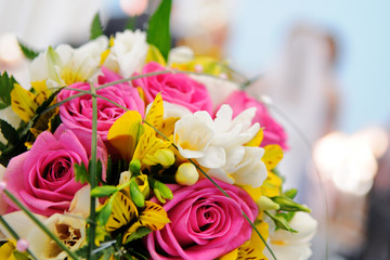 Beautiful colorful wedding bouquet. 