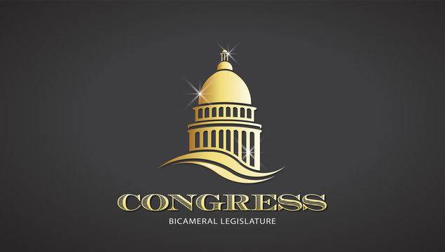 Congress Gold Capitol Icon. Vector Deisgn