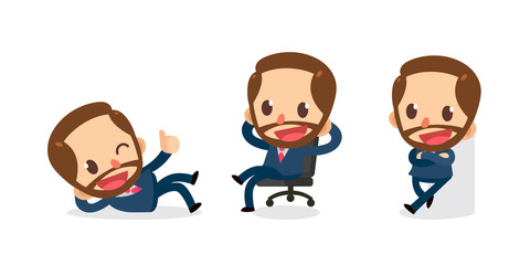 Set of Tiny businessman character in actions. Relax time.