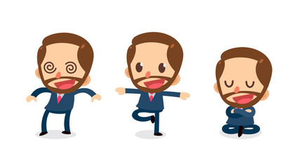 Set of Tiny businessman character in actions. Numbness.