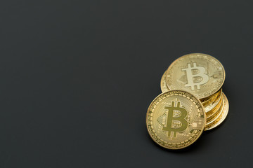 Digital money BITCOIN  on black background ,abstract finance technology concept