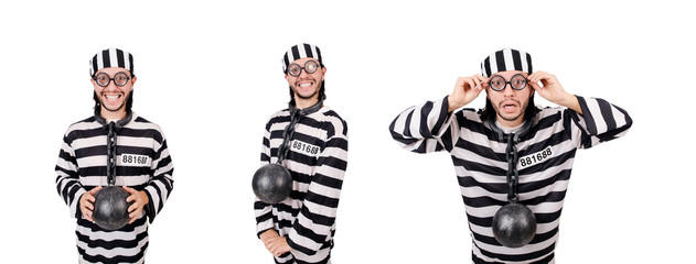 Prison inmate isolated on the white background