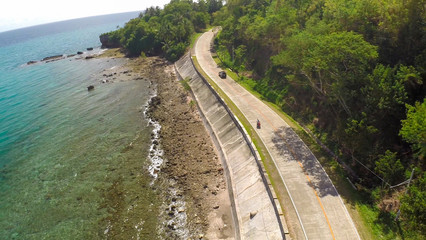 Winding road along the coast of the Philippines