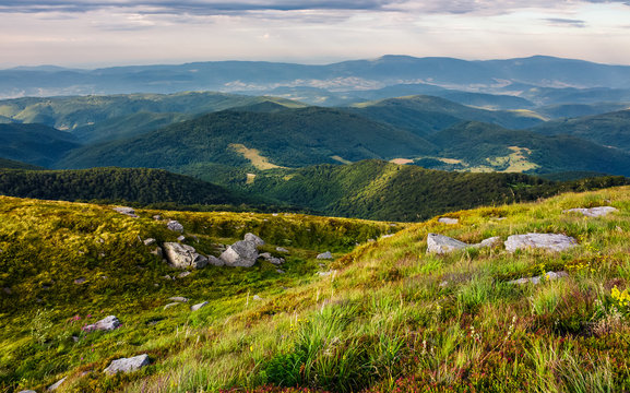 beautiful view of Carpathians in dappled light