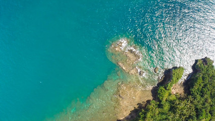 Curve winding road along the coast of the Philippines. Aerial views.