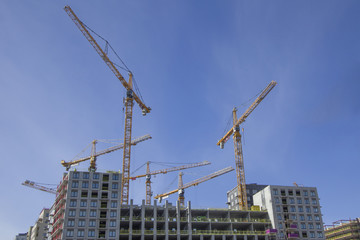 Tower crane on construction site in Stockholm (Sweden)