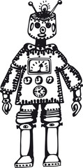 Fototapeta na wymiar Robot X-1, Retro Vector Illustration