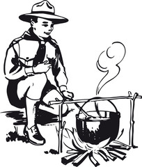 Swiss boy-scout, Retro Vector Illustration