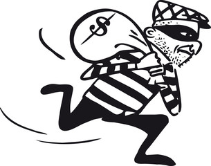 Running thief, Retro Vector Illustration