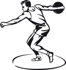 Discus thrower, Retro Vector Illustration