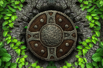 poster, celtic, forging, shield