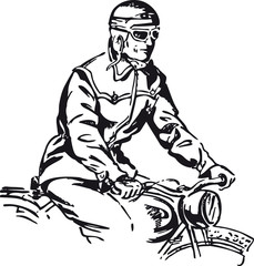 Man on a motorcycle, Retro Vector Illustration