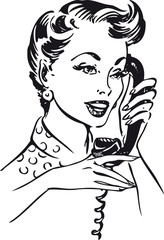 Woman on telephone, Retro Vector Illustration