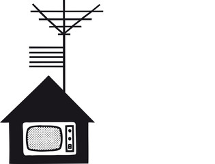 TV house with antenna, Retro Vector Illustration