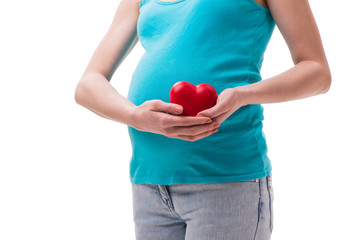 Pregnant woman isolated on white background