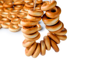 Bunch of bagels isolated on white background.