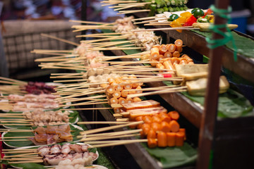 Asian stick food sell on side of street in thailand. 