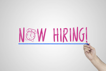 Fototapeta premium Hand writing Now hiring
