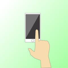 Hand pointing at the touch screen.