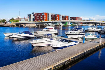 Zelfklevend Fotobehang Trondheim pier in Norway © saiko3p