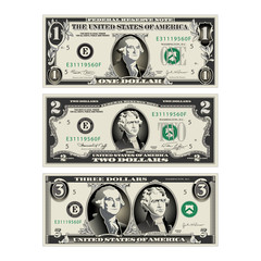 In this graphic, the 1 and 2 dollar bills are mereged to make a 3 dollar bill. Use in a variety of ways.  