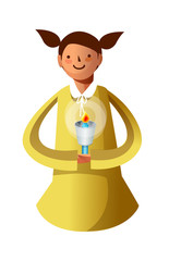 Portrait of girl holding candle