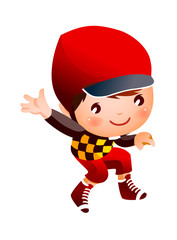 Boy wearing baseball outfit