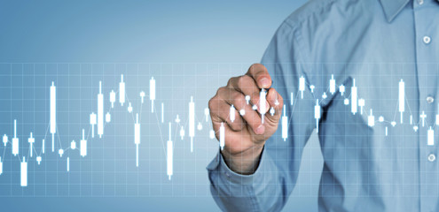 Man with stock investment graph. Investment and finance concept