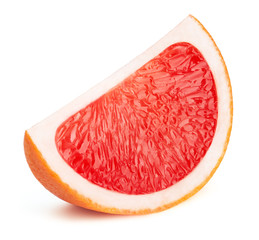 Grapefruit fruit slice isolated on the white background with clipping path. One of the best isolated grapefruits slices that you have seen.