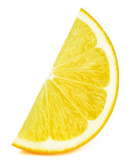 Perfectly retouched lemon fruit slice isolated on the white background with clipping path. One of the best isolated lemons slices that you have seen.