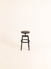 Black wooden bar stool isolated on white background